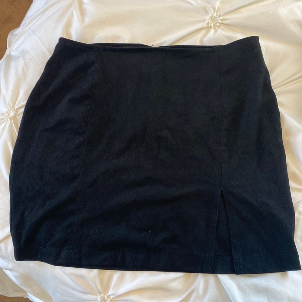 Black suede mini skirt